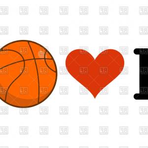 300x300 I Love Basketball Heart And Basketball Ball Vector Clipart Newwaysys