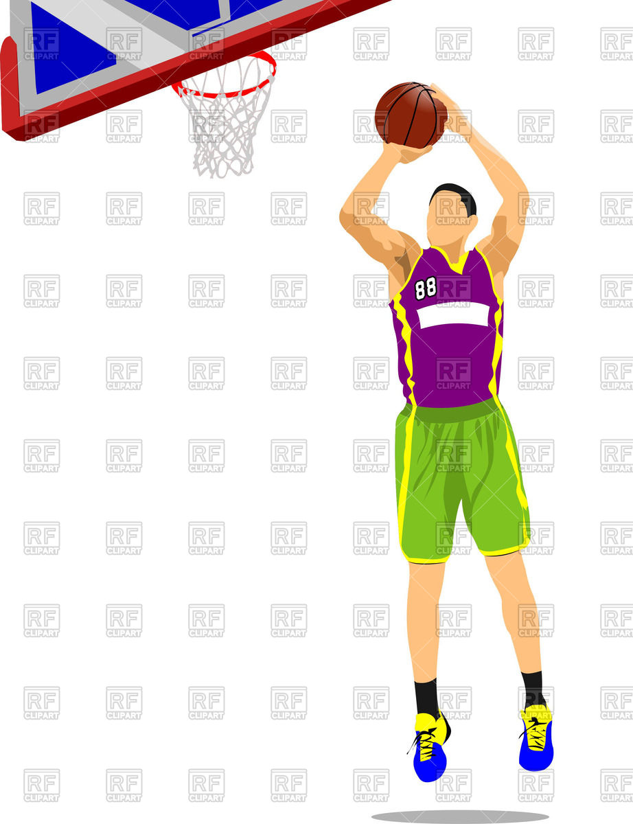 922x1200 Caucasian Basketball Player Leaping To The Hoop Vector Image