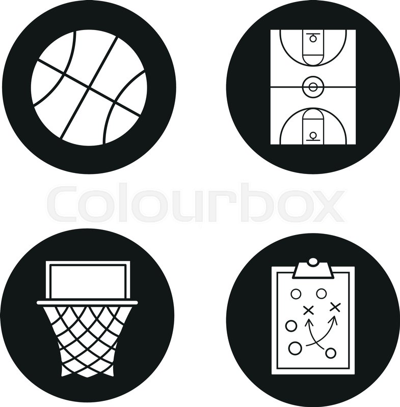 785x800 Basketball Icons Set Ball, Field, Stock Vector Colourbox
