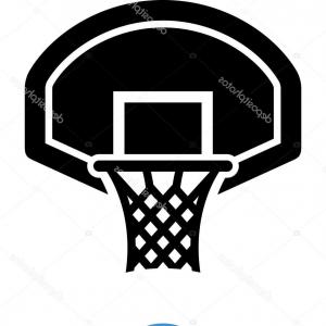 300x300 Silhouette Monochrome With Rounded Basketball Hoop Vector Studiogrfx
