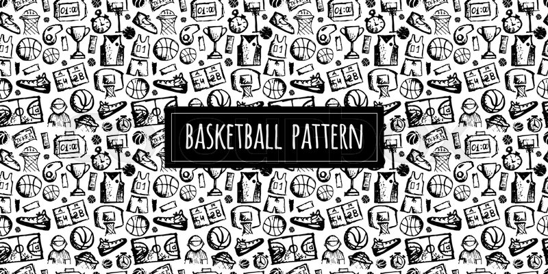 800x400 Basketball Seamless Pattern, Sketch Stock Vector Colourbox