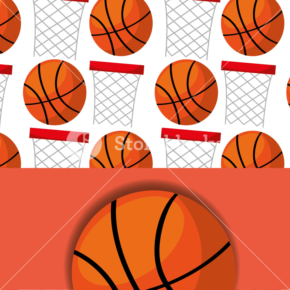 1000x1000 Basketball Hoop And Ball Sport Competition Pattern Vector
