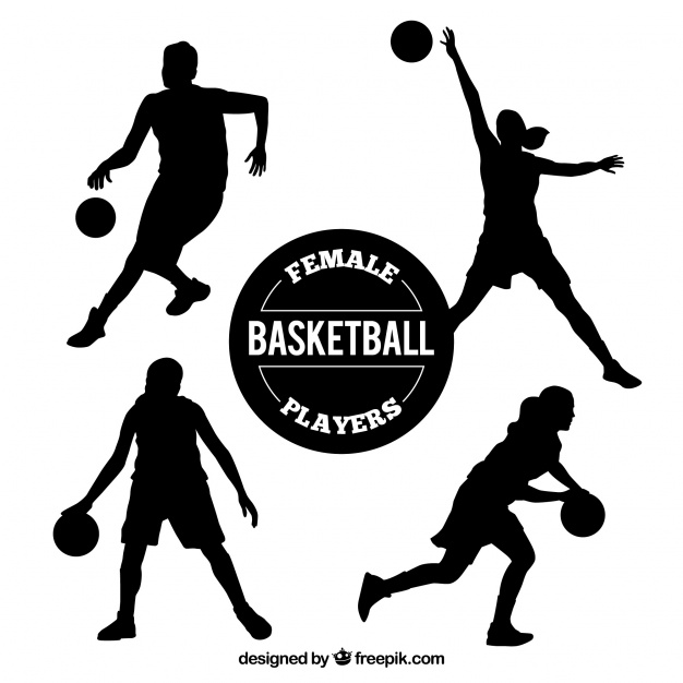 626x626 Female Basketball Player Silhouette Collection Vector Free Download