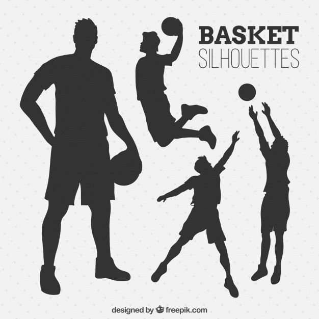 626x626 Set Of Basketball Players Silhouettes Free Vector Cartoon