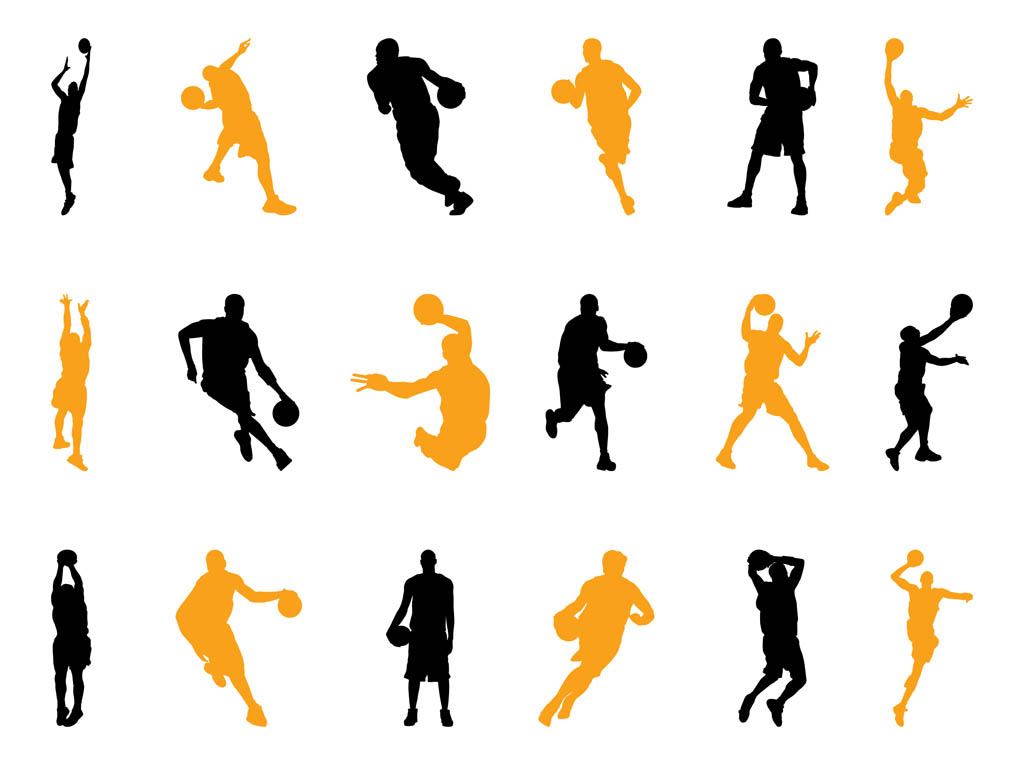 1024x765 Basketball Players Silhouettes Pack Vector Art Graphics