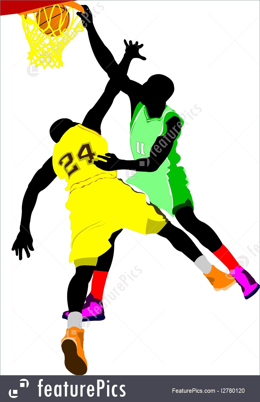 901x1392 Basketball Players Vector