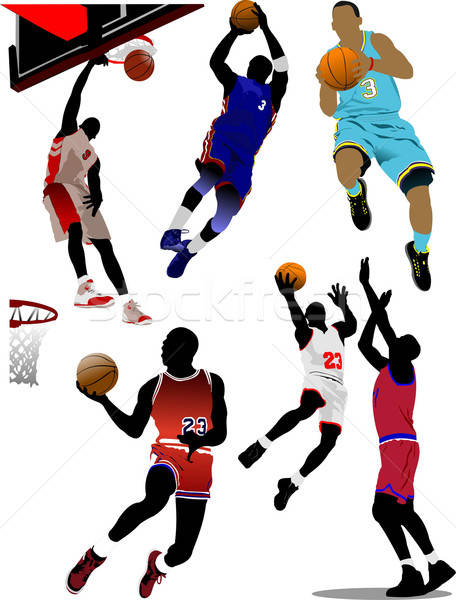 456x600 Basketball Players Vector Illustration Vector Illustration