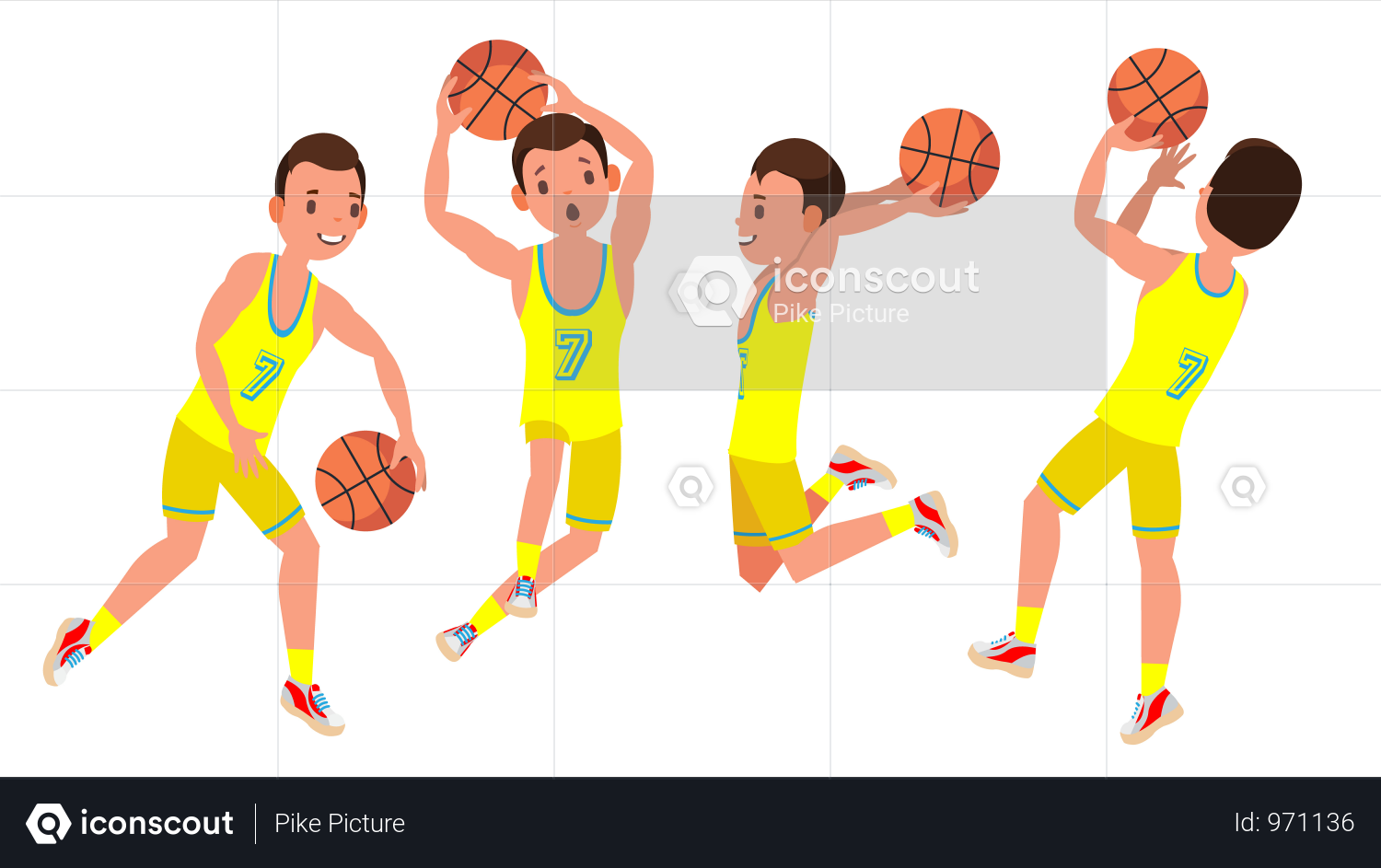 1500x943 Premium Professional Basketball Player Vector Yellow Uniform