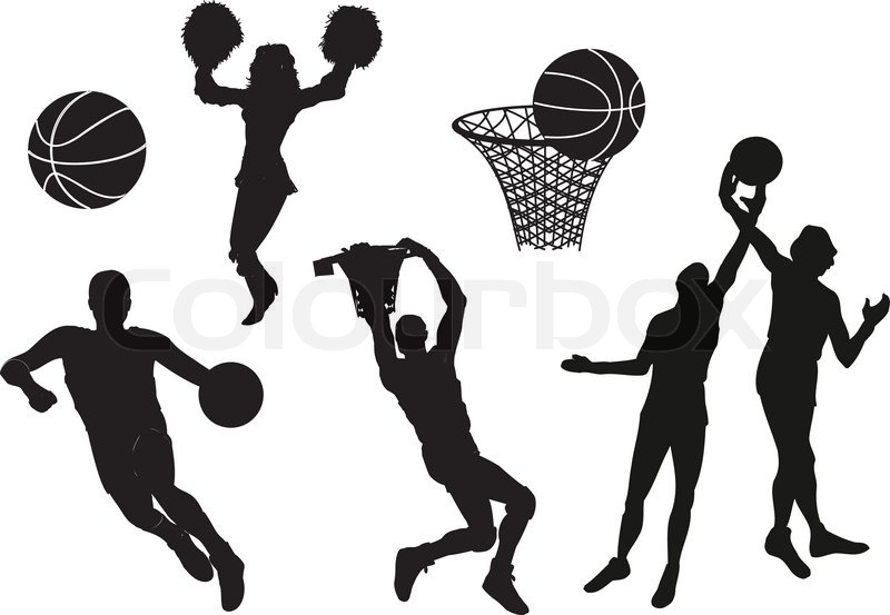 800x553 Silhouettes Of Basketball Players Stock Vector Colourbox