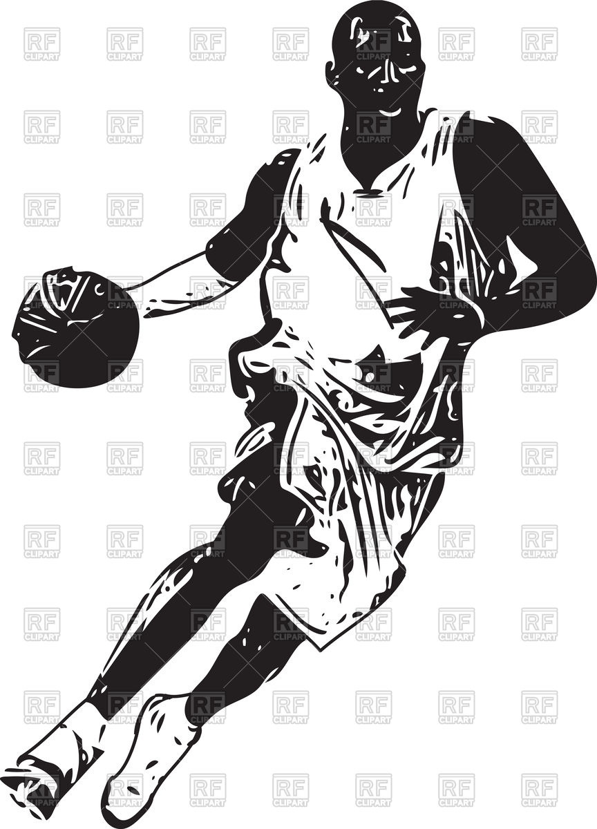864x1200 Sketch Of Basketball Player On White Background Vector Image