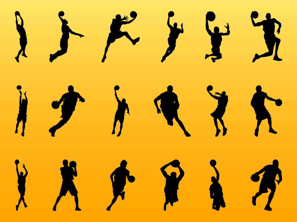1024x765 Basketball Player Silhouettes Vector Art Graphics
