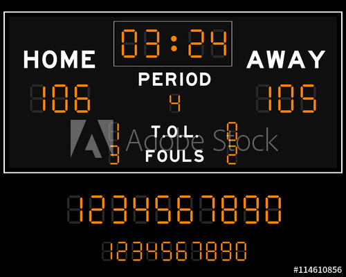 500x400 Basketball Digital Led Scoreboard Orange Color