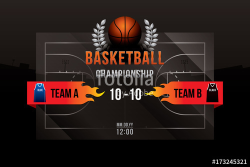 500x334 Vector Of Basketball With Team Competition And Scoreboard On Court