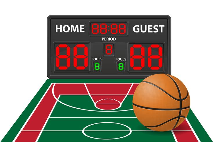 734x490 Basketball Sports Digital Scoreboard Vector Illustration