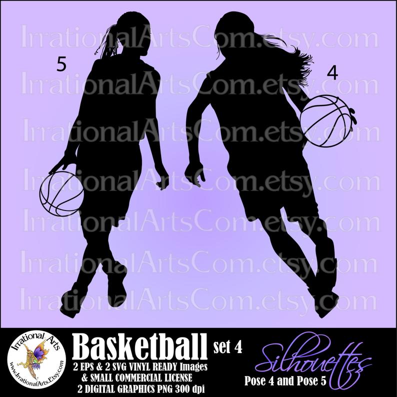 794x794 Basketball Silhouettes Pose Girls Vector Vinyl Ready Etsy