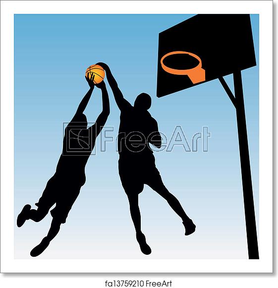 561x581 Free Art Print Of Basketball Players Vector Silhouette