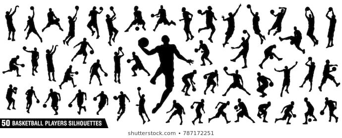 690x280 Vector Set Of Basketball Players Silhouettes, Basketball