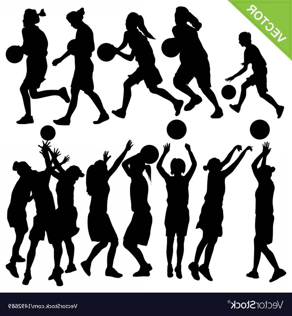 1200x1296 Women Play Basketball Silhouettes Vector Soidergi