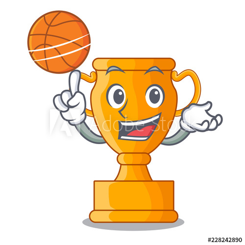 500x500 With Basketball Character Gold Trophy Award For Competition