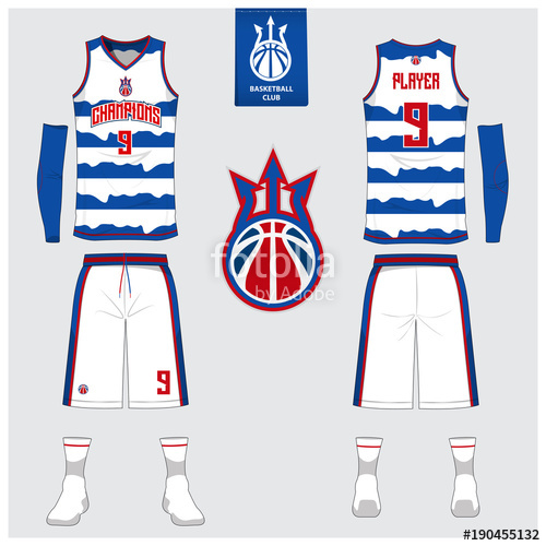 500x500 Basketball Uniform Or Sport Jersey, Shorts, Socks Template Front