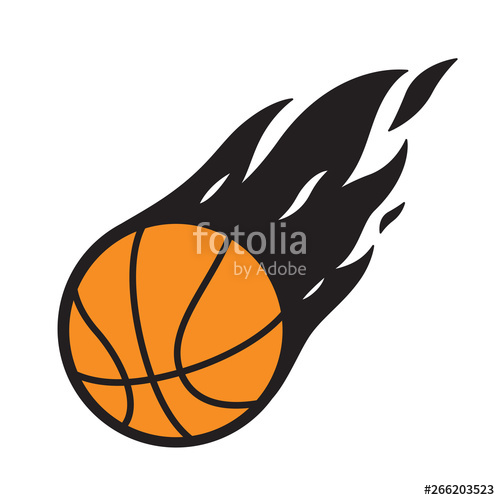 500x500 Basketball Vector Logo Icon Fire Symbol Illustration Cartoon
