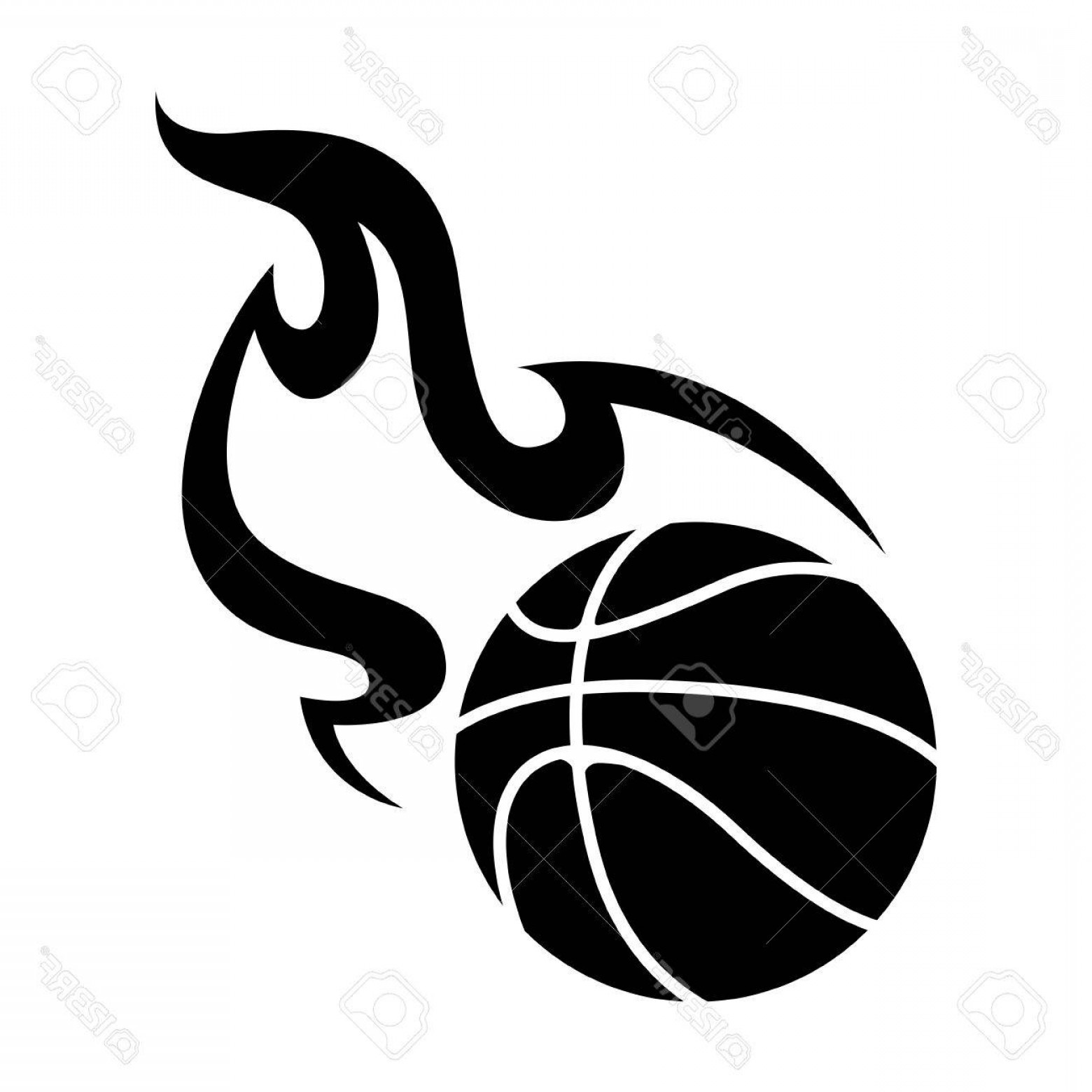 1560x1560 Photostock Vector Clip Art Black Basketball Fire On White