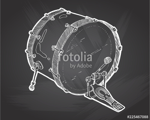Bass Drums Sketch Drawing Isolated On Chalkboard Background Hand 500x400 Bass Drums Sketch Drawing Isolated On Chalkboard Background Hand