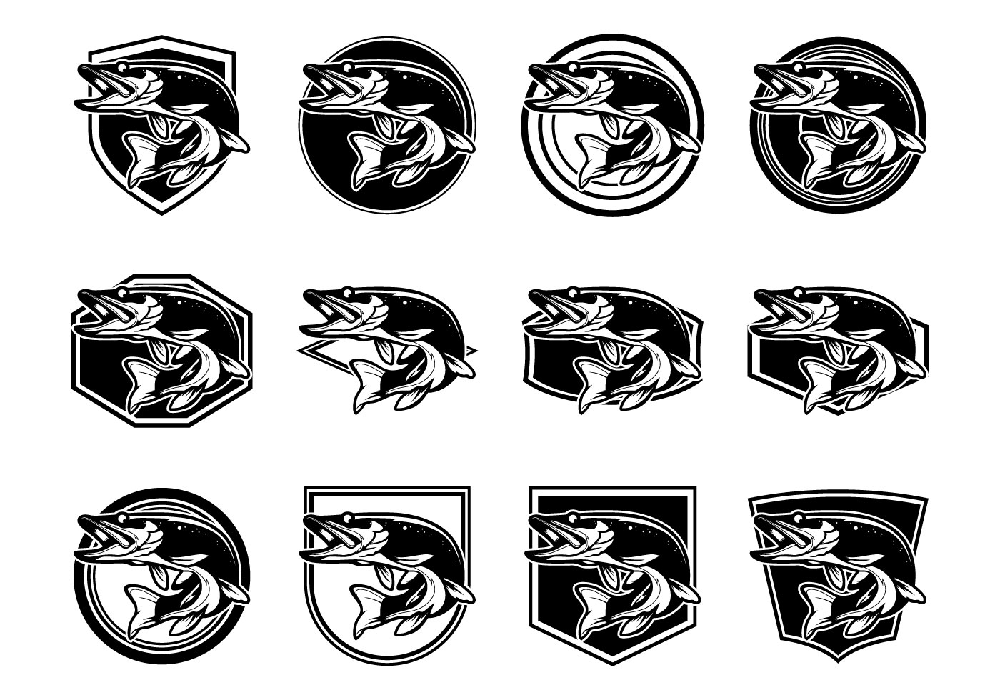 Free Pike Fish Logo Vector Pack 1400x980 Free Pike Fish Logo Vector Pack