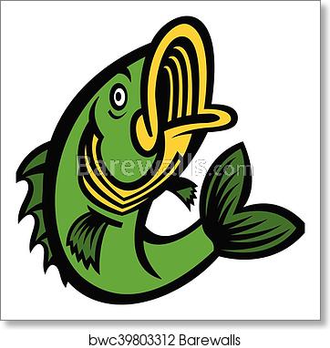 362x382 Jumping Bass Fish Vector Icon, Art Print Barewalls Posters