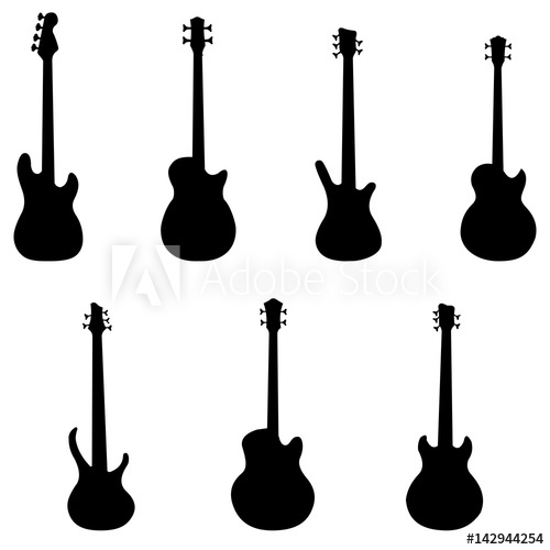 500x500 Silhouettes Of Bass Guitars Vector Set