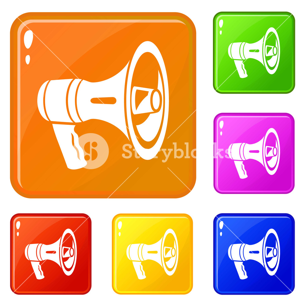 1000x1000 Bass Speaker Icons Set Collection Vector Color Isolated On White