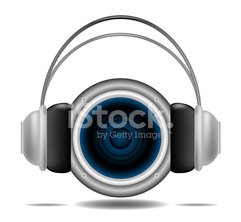 477x439 Bass Speaker With Headphones Stock Vector