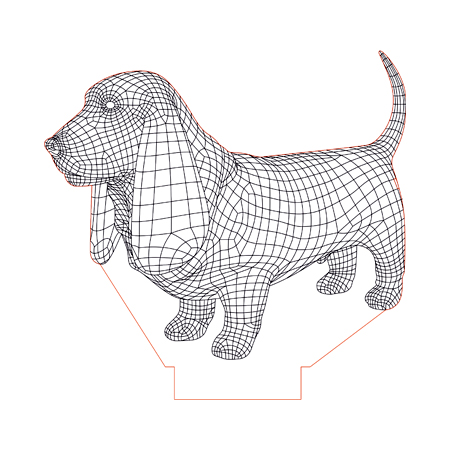 450x450 Basset Hound Illusion Lamp Plan Vector For Cnc