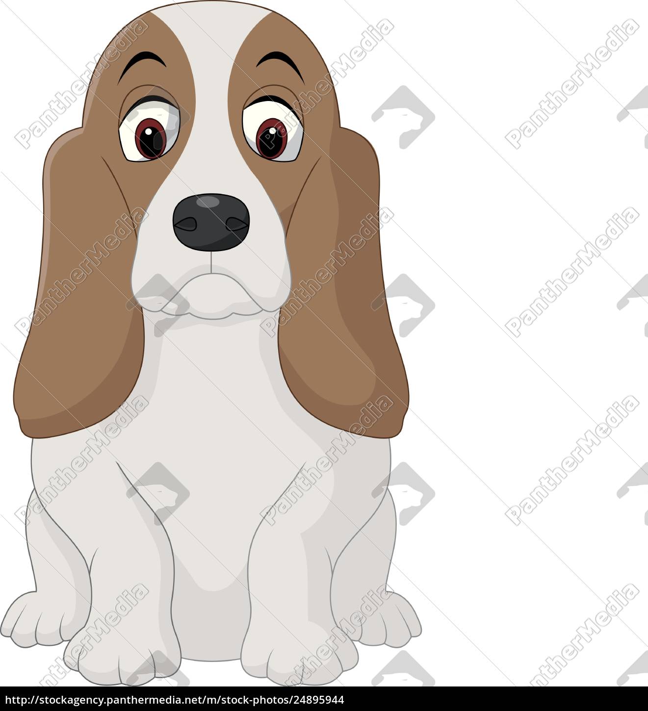 1321x1450 Cartoon Happy Basset Hound Dog Sitting