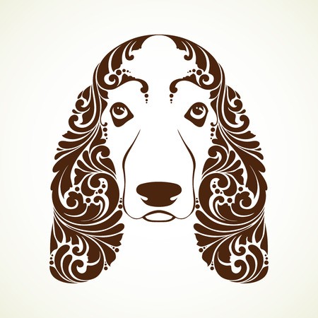450x450 Ornamental Decorative Dog Basset Hound Vector Illustration