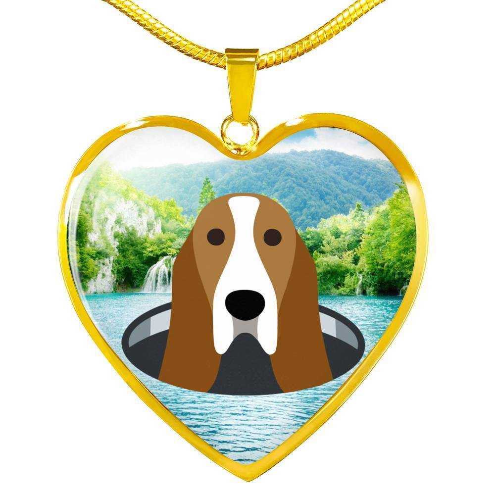 1000x1000 Basset Hound Dog Vector Print Heart Charm Necklaces Free Shipping