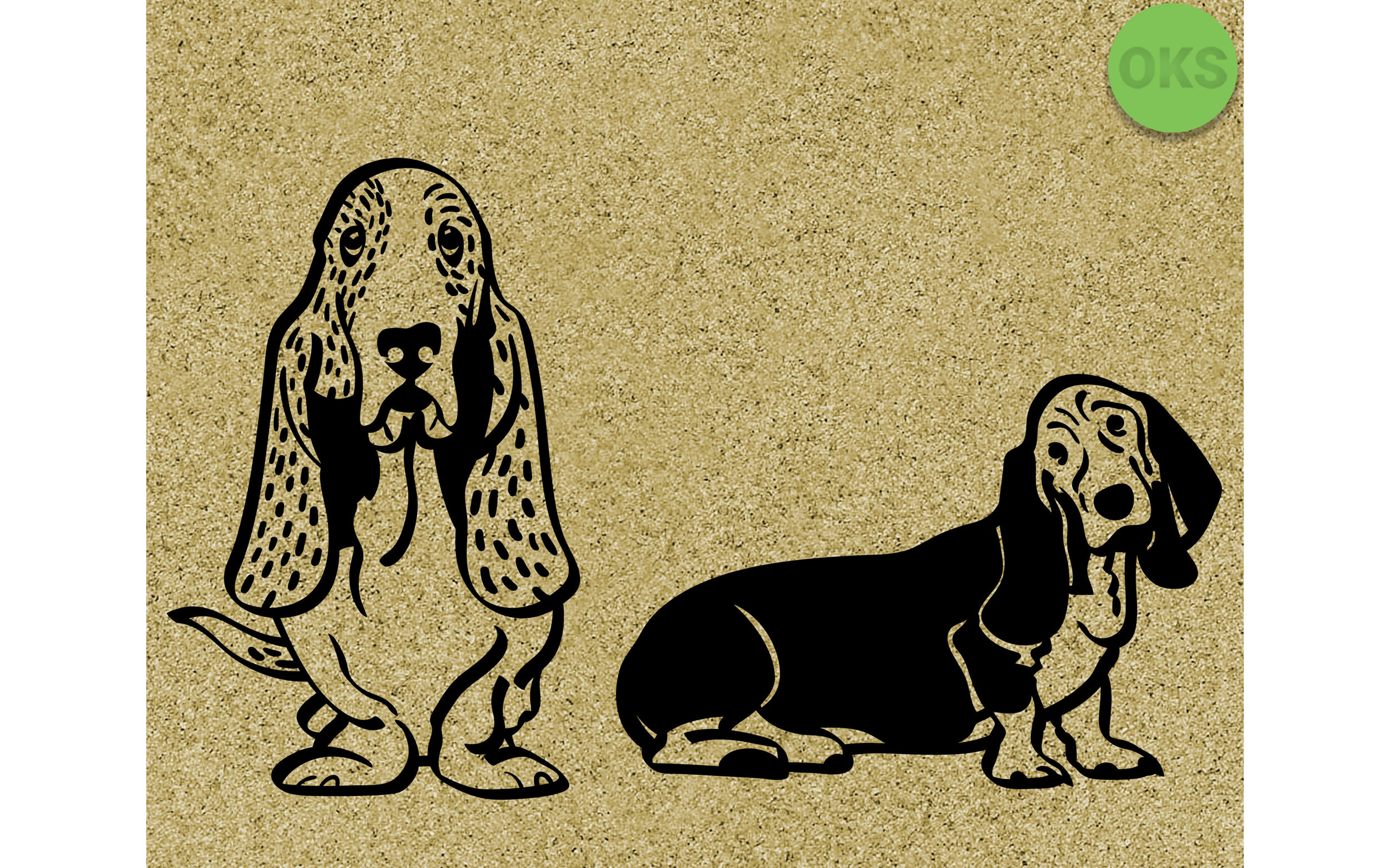 2500x1562 Basset Hound Vector Graphic