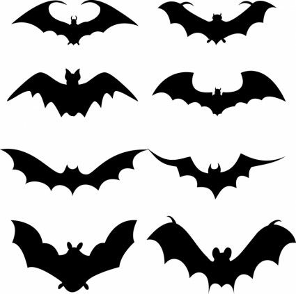 425x423 Set Of Bat Silhouette Vector Misc Free Vector Free Download