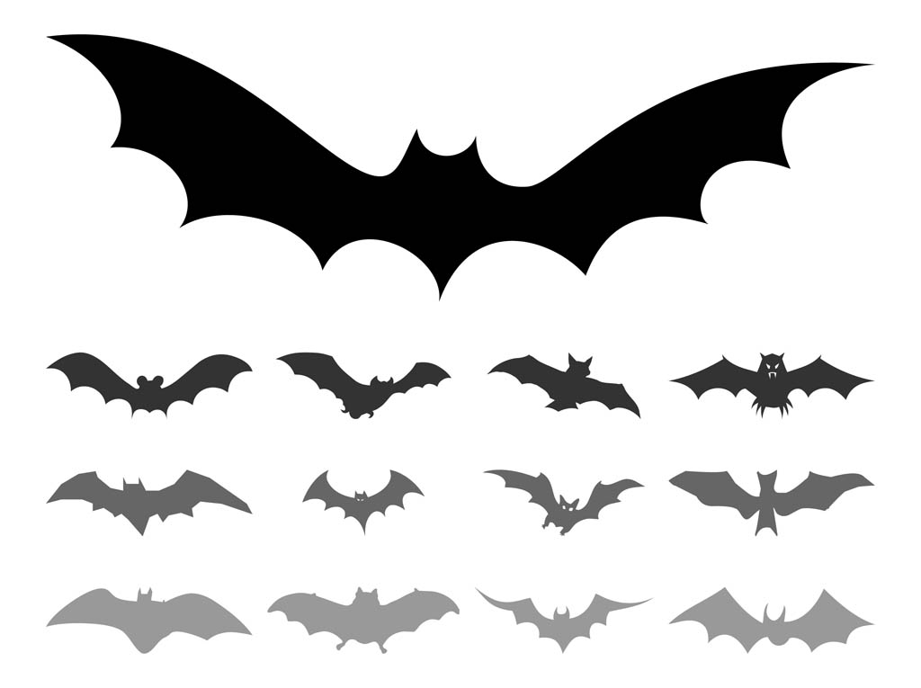 1024x765 Bat Silhouettes Vector Art Graphics