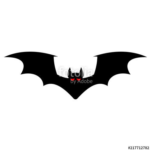 500x500 Bat Silhouette With Red Eyes Isolated On A White Background