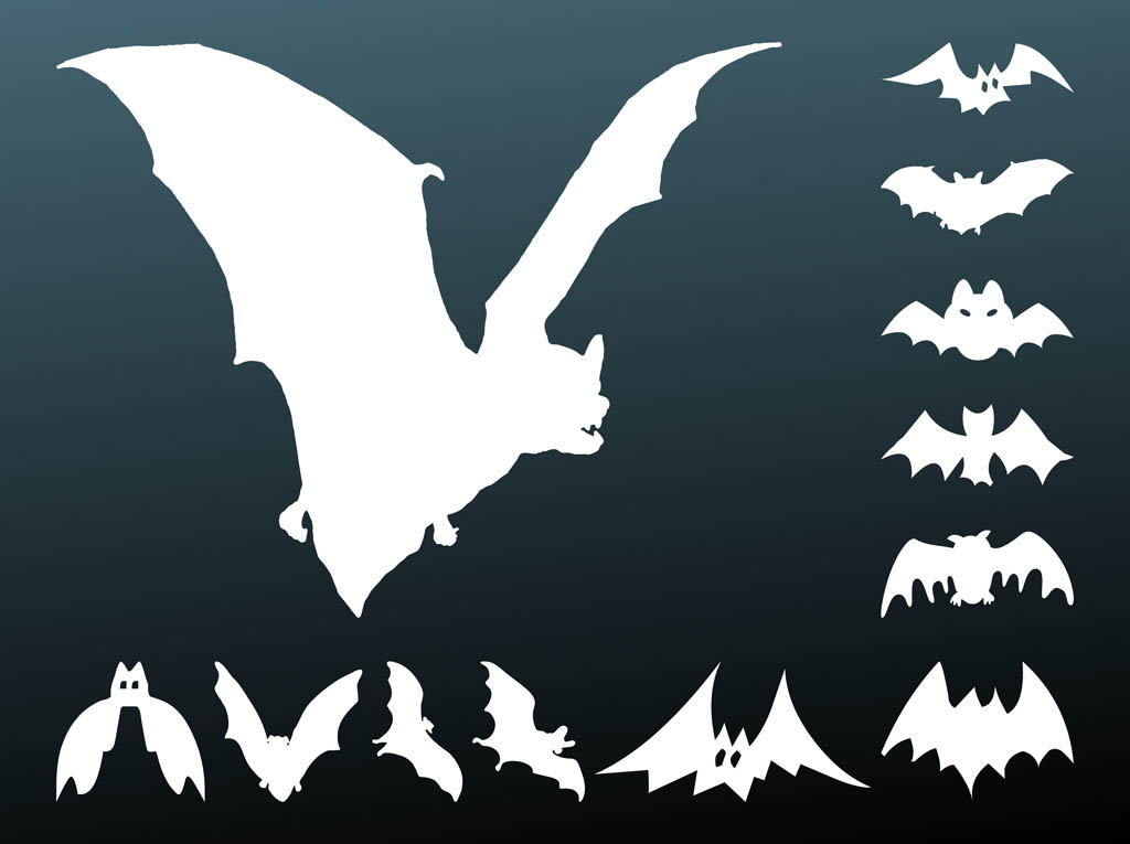 1024x765 Bats Silhouettes Vector Art Graphics