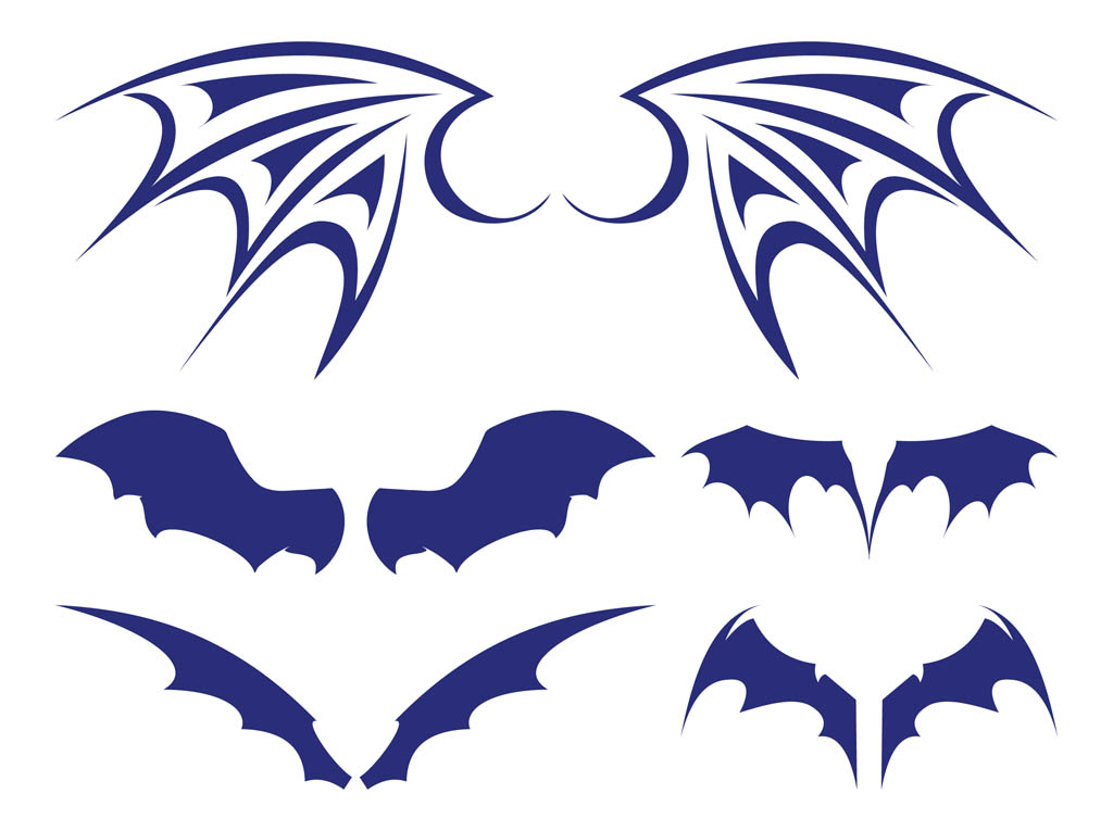 Bat Wings Set Vector Art Graphics 1024x765 Bat Wings Set Vector Art Graphics