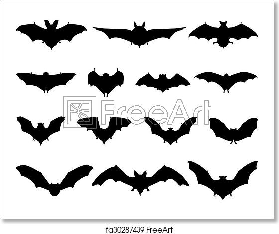 Free Art Print Of Bats Black Silhouettes Of Different Bats 560x470 Free Art Print Of Bats Black Silhouettes Of Different Bats