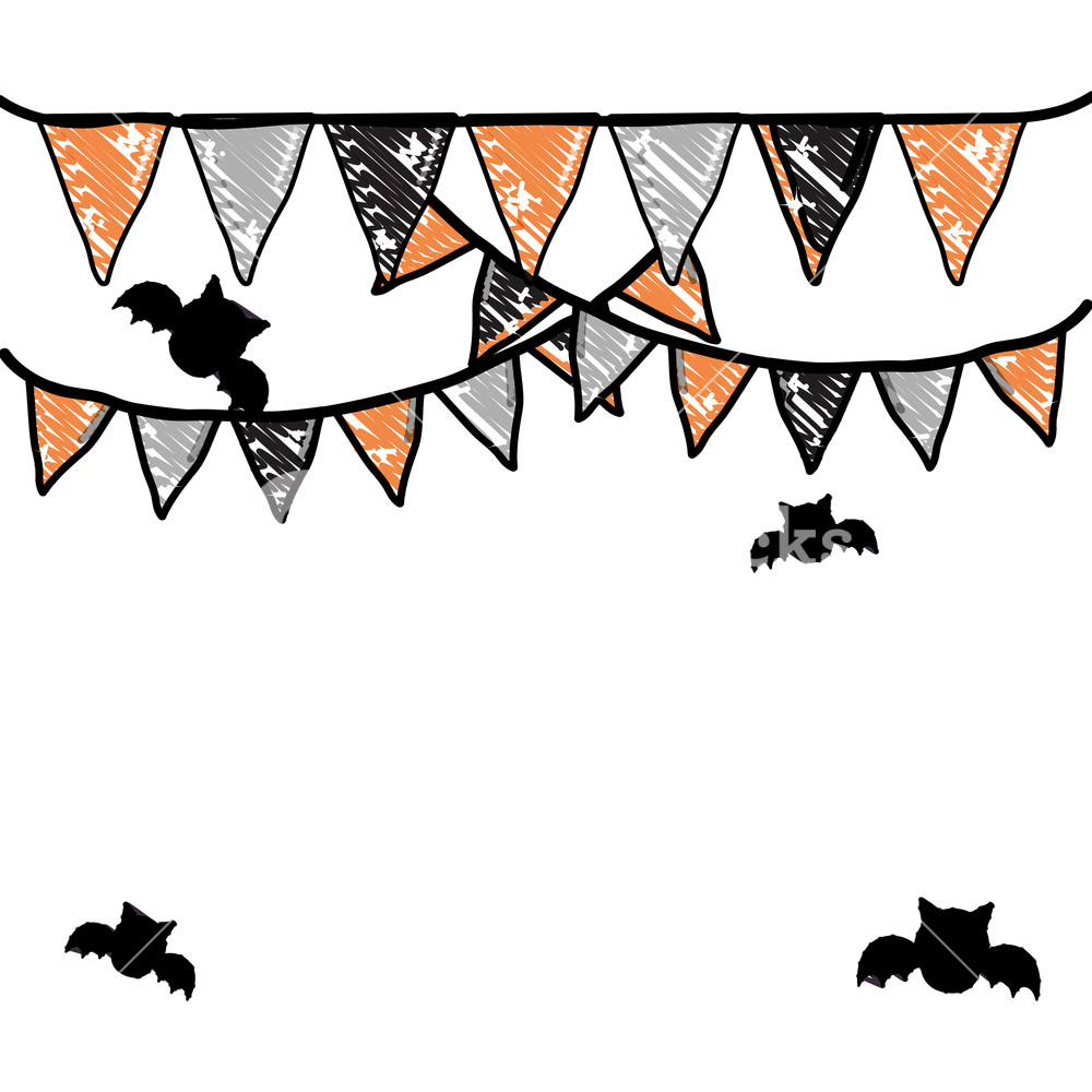 Grated Halloween Party Flags Decoration And Bats Vector 1000x1000 Grated Halloween Party Flags Decoration And Bats Vector