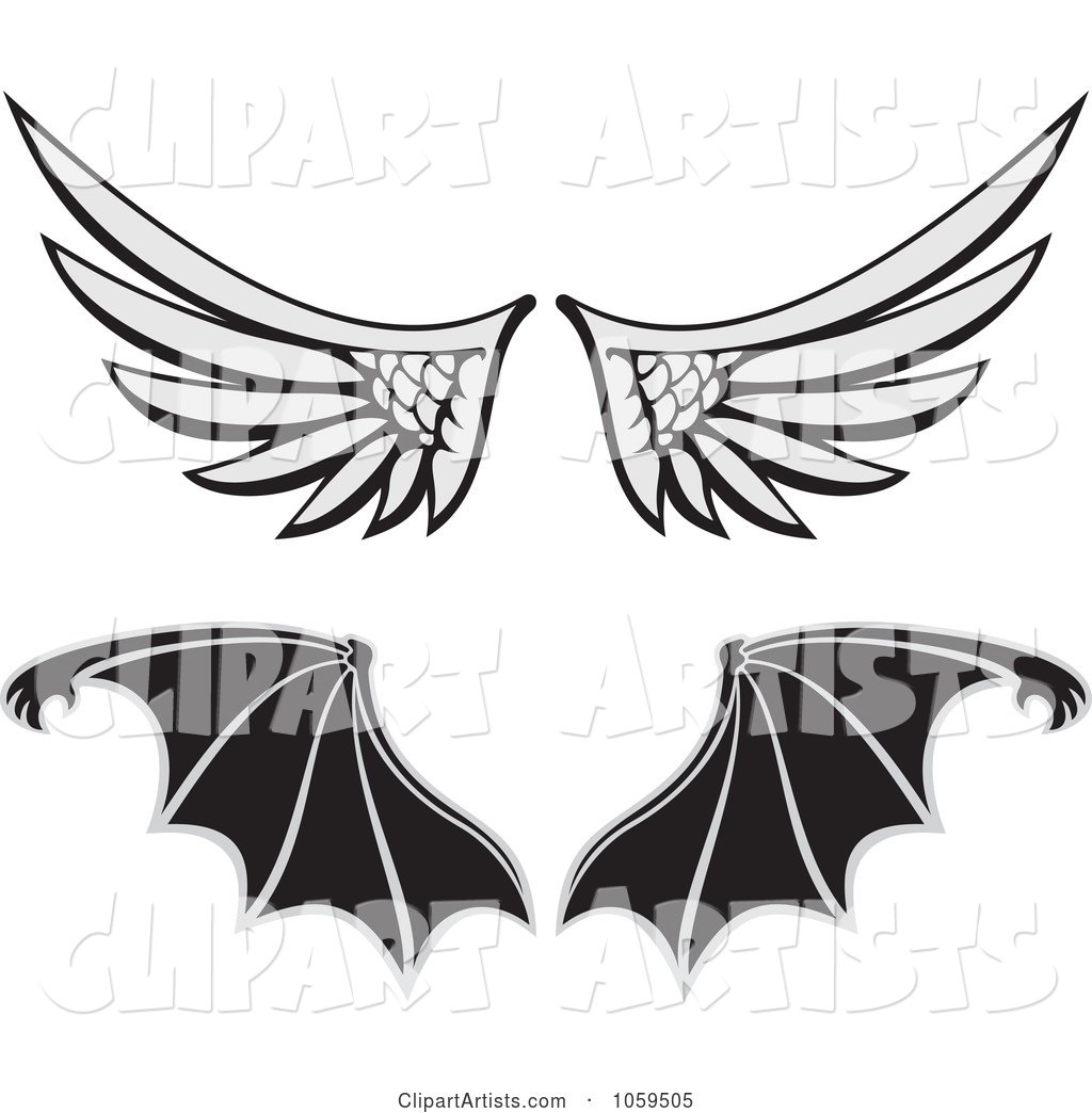 1024x1044 Digital Collage Of Angel And Bat Wings Clipart