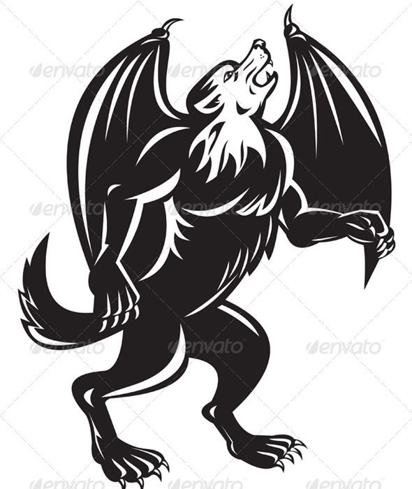 590x700 Vectors Bat Wings, Wild Dogs, Wolf