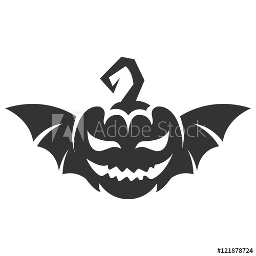 500x500 Pumpkin For Helloween With Bat Wings Pumpkin Vector Logo