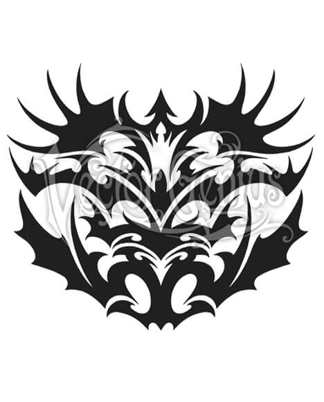 468x580 Tattoo Flash Tribal Bat Wings Stock Art