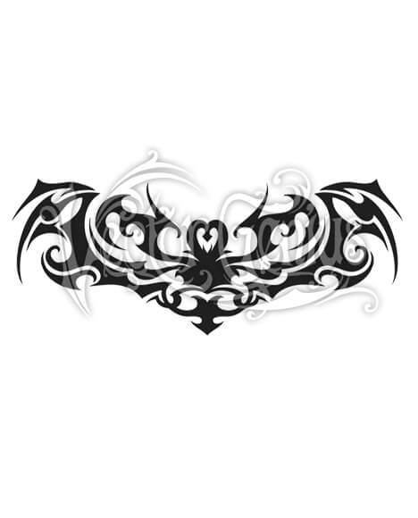 468x580 Tattoo Tribal Lower Back Bat Wings Clipart