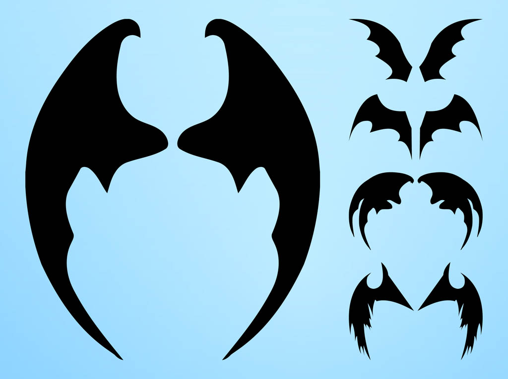 1024x765 Bat Wings Silhouettes Vector Art Graphics